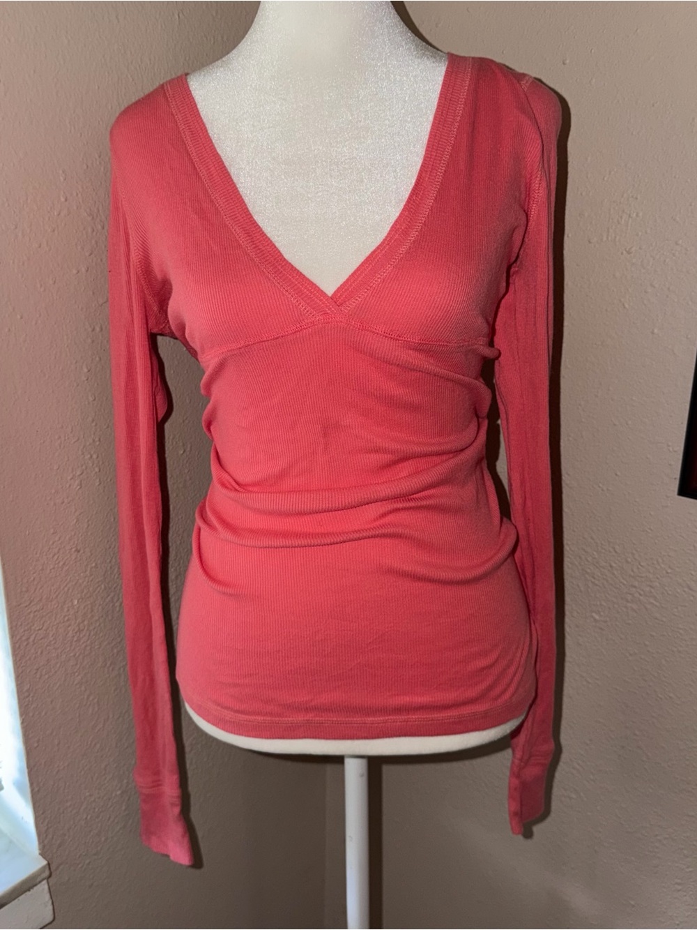 Vintage Y2K Abercrombie & Fitch 2000s Long Sleeve Ribbed Babydoll Top